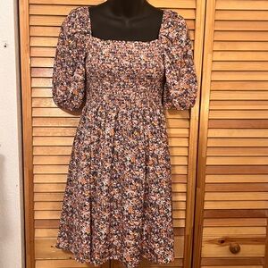 SHEIN ditsy floral shirred bardot dress